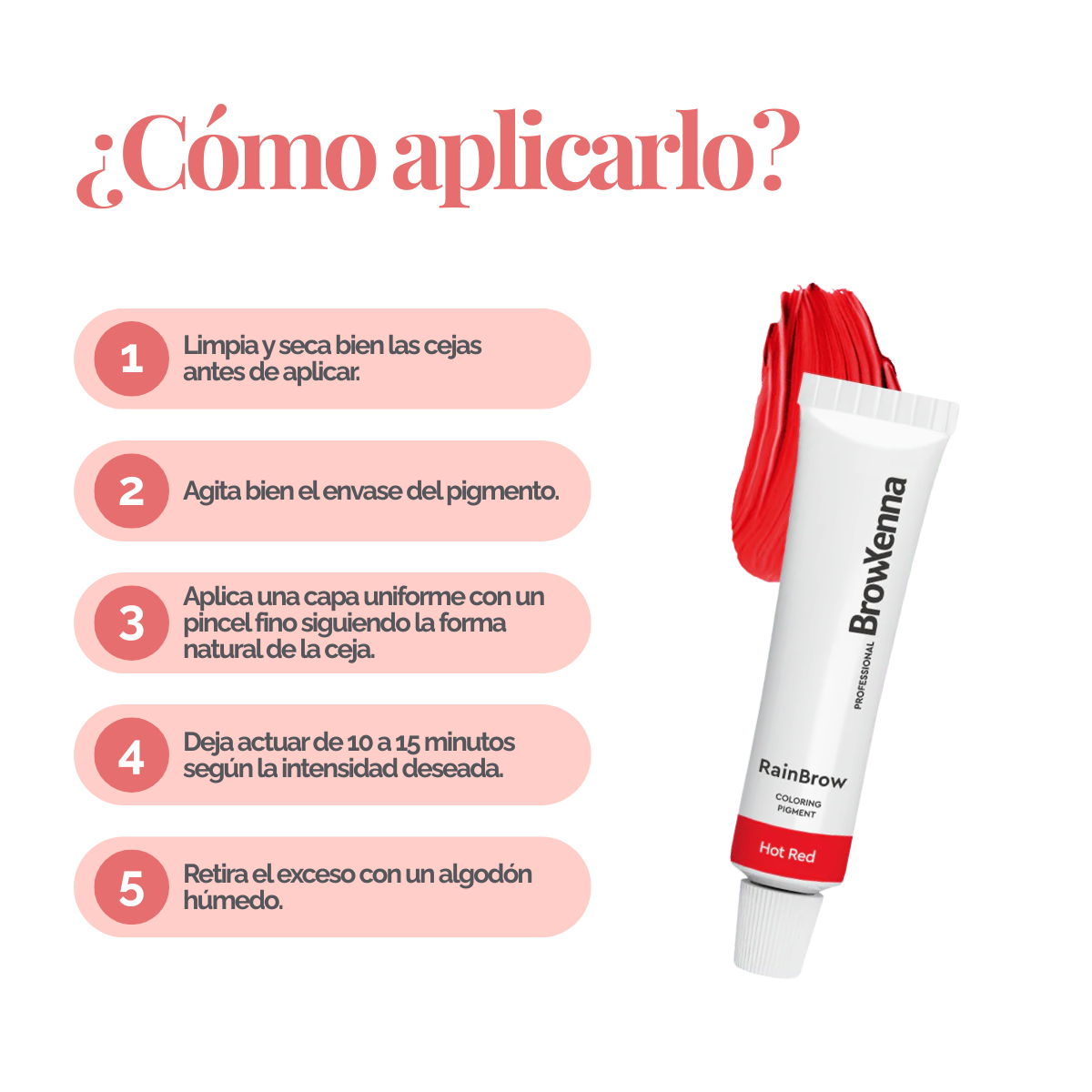 Frasco de 30 ml de Pigmento Directo BrowXenna RainBrow para cejas – fórmula sin oxidante, con textura cremosa y tonos vibrantes para tintado preciso.