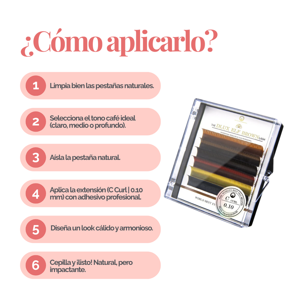 DLUX Professional Poetic Brown Lash extensiones de pestañas color café premium para uso profesional