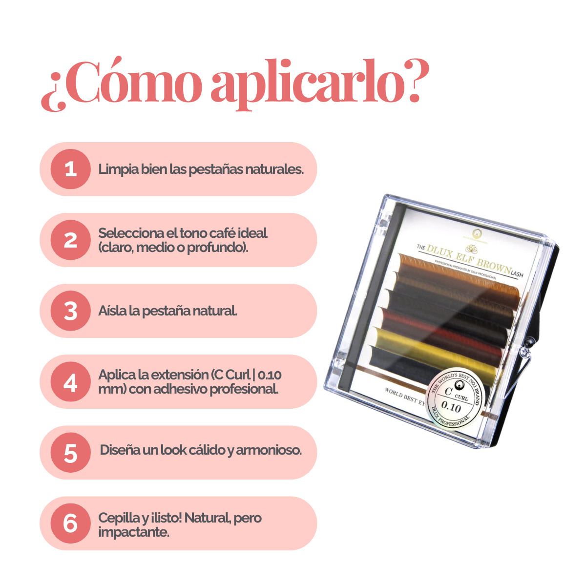 DLUX Professional Poetic Brown Lash extensiones de pestañas color café premium para uso profesional