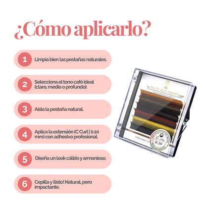 DLUX Professional Poetic Brown Lash extensiones de pestañas color café premium para uso profesional