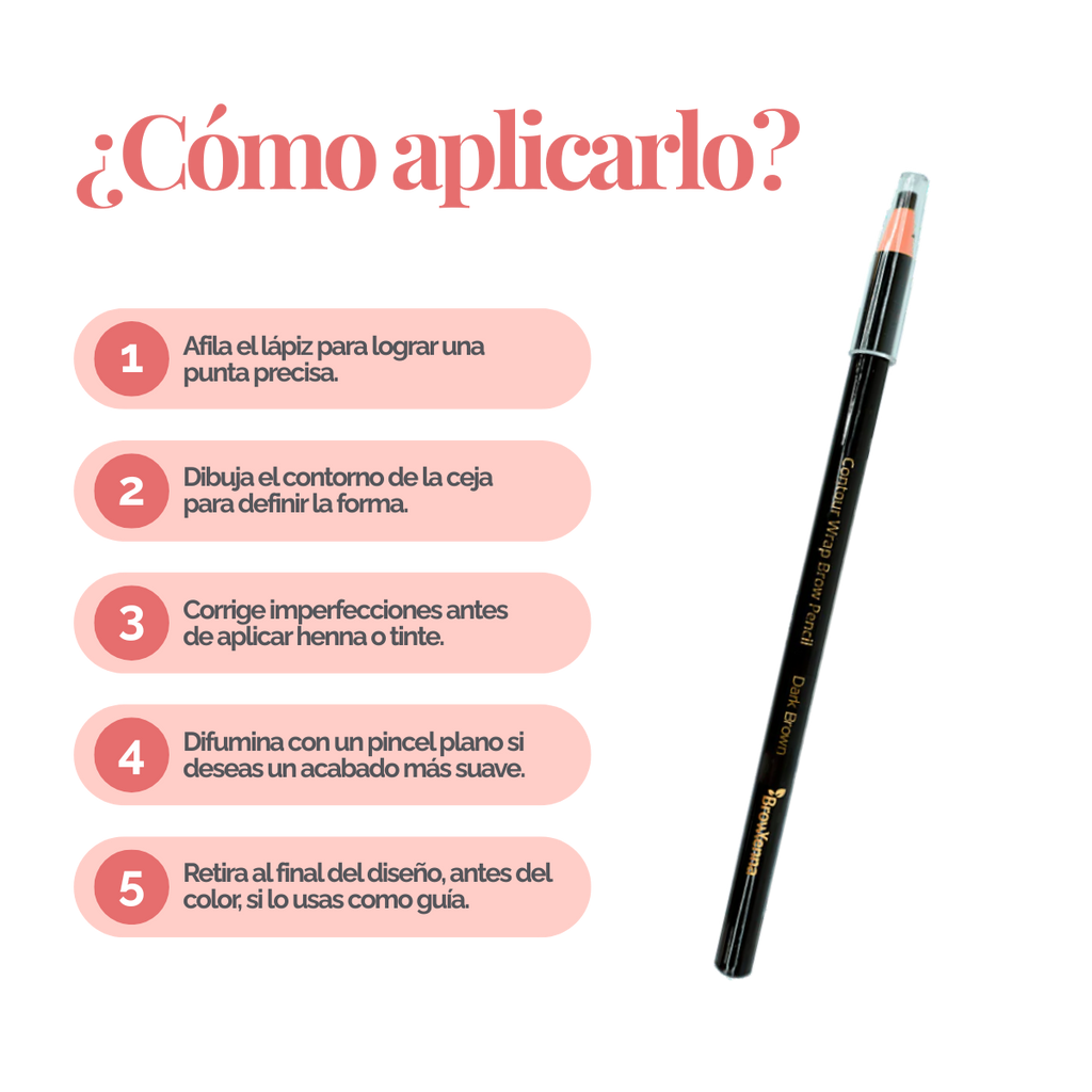 Contour Wrap Pencil BrowXenna®: lápiz profesional para cejas, waterproof, fácil de afilar, que define y rellena con precisión durante 16 horas.
