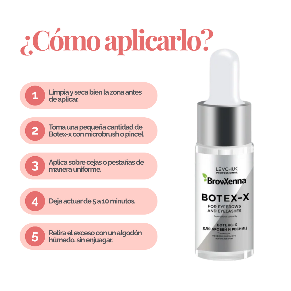 Frasco de 10 ml de BrowXenna Botex‑X, concentrado reparador con ceramidas para cejas y pestañas, restaura densidad, brillo y vitalidad tras tratamientos agresivos.