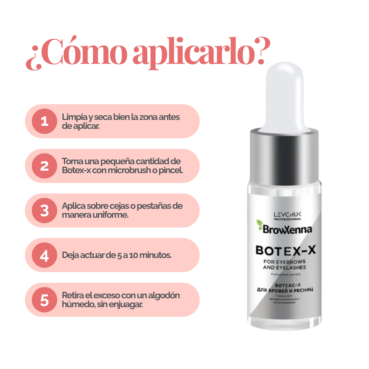 Frasco de 10 ml de BrowXenna Botex‑X, concentrado reparador con ceramidas para cejas y pestañas, restaura densidad, brillo y vitalidad tras tratamientos agresivos.
