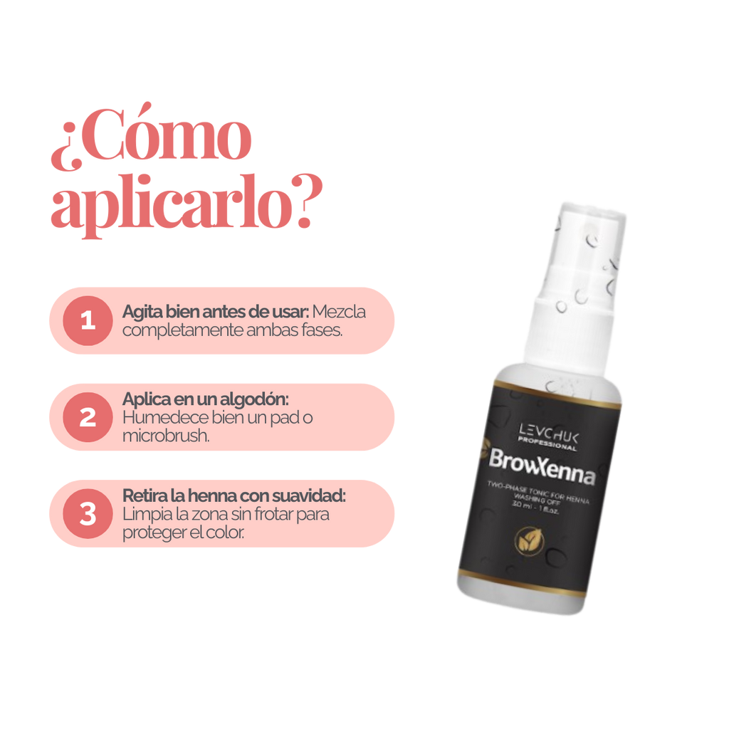Two Phase Tonic BrowXenna 30 ml-solución bifásica profesional para eliminar henna y tintes de cejas de forma efectiva, suave e hidratante, ideal para preparaciones y correcciones en cabina.