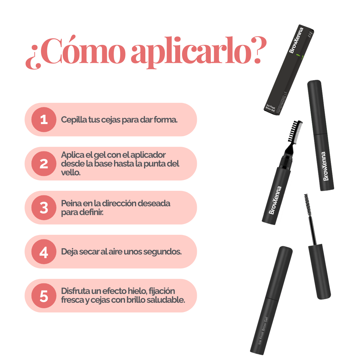 Ice Frost Brow Gel BrowXenna-gel transparente fijador con efecto cristalizador y brillo natural para cejas definidas y suaves.