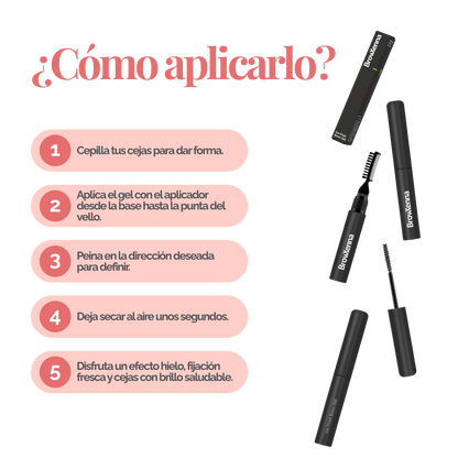 Ice Frost Brow Gel BrowXenna-gel transparente fijador con efecto cristalizador y brillo natural para cejas definidas y suaves.