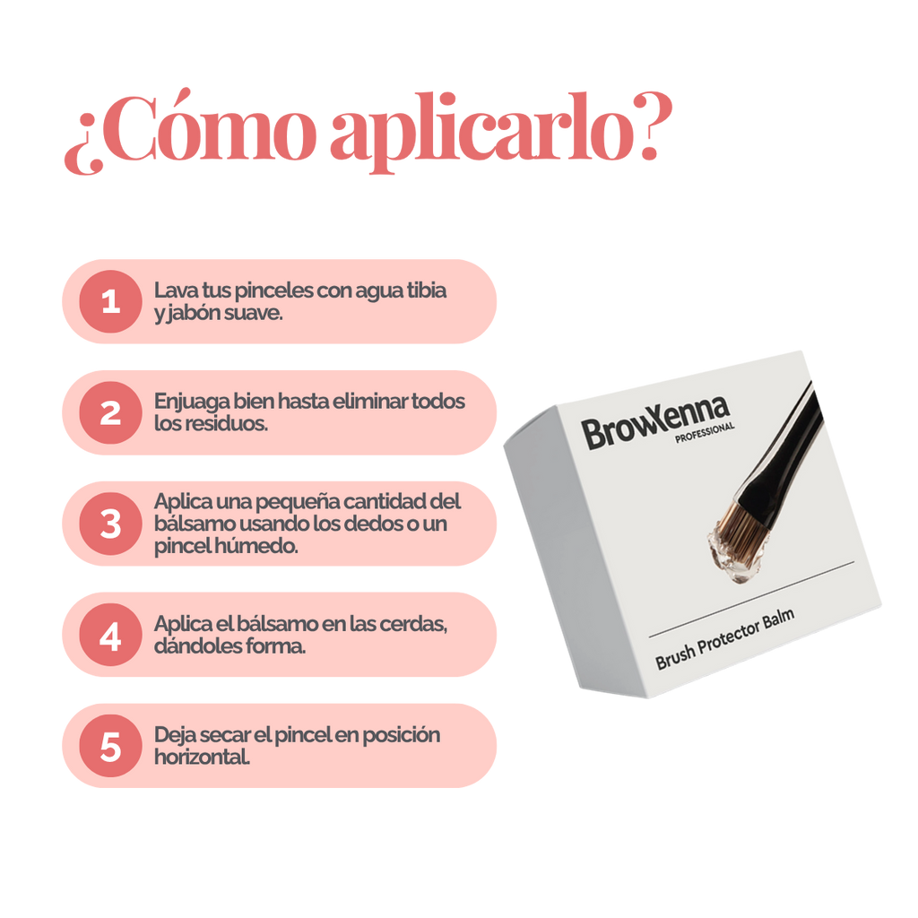 Envase de piel BrowXenna Brush Protector Balm de 17 g, bálsamo sólido profesional para proteger, suavizar y preservar la forma de pinceles después del lavado.