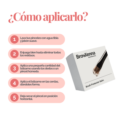 Envase de piel BrowXenna Brush Protector Balm de 17 g, bálsamo sólido profesional para proteger, suavizar y preservar la forma de pinceles después del lavado.