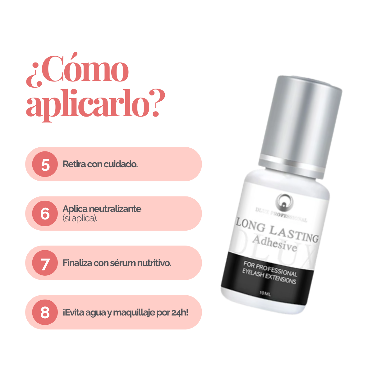 Long Lasting DLUX Professional en presentación Classic Line con secado rápido 1‑3 s y retención de 6‑7 semanas, color negro, mostrando frasco de 5 ml.