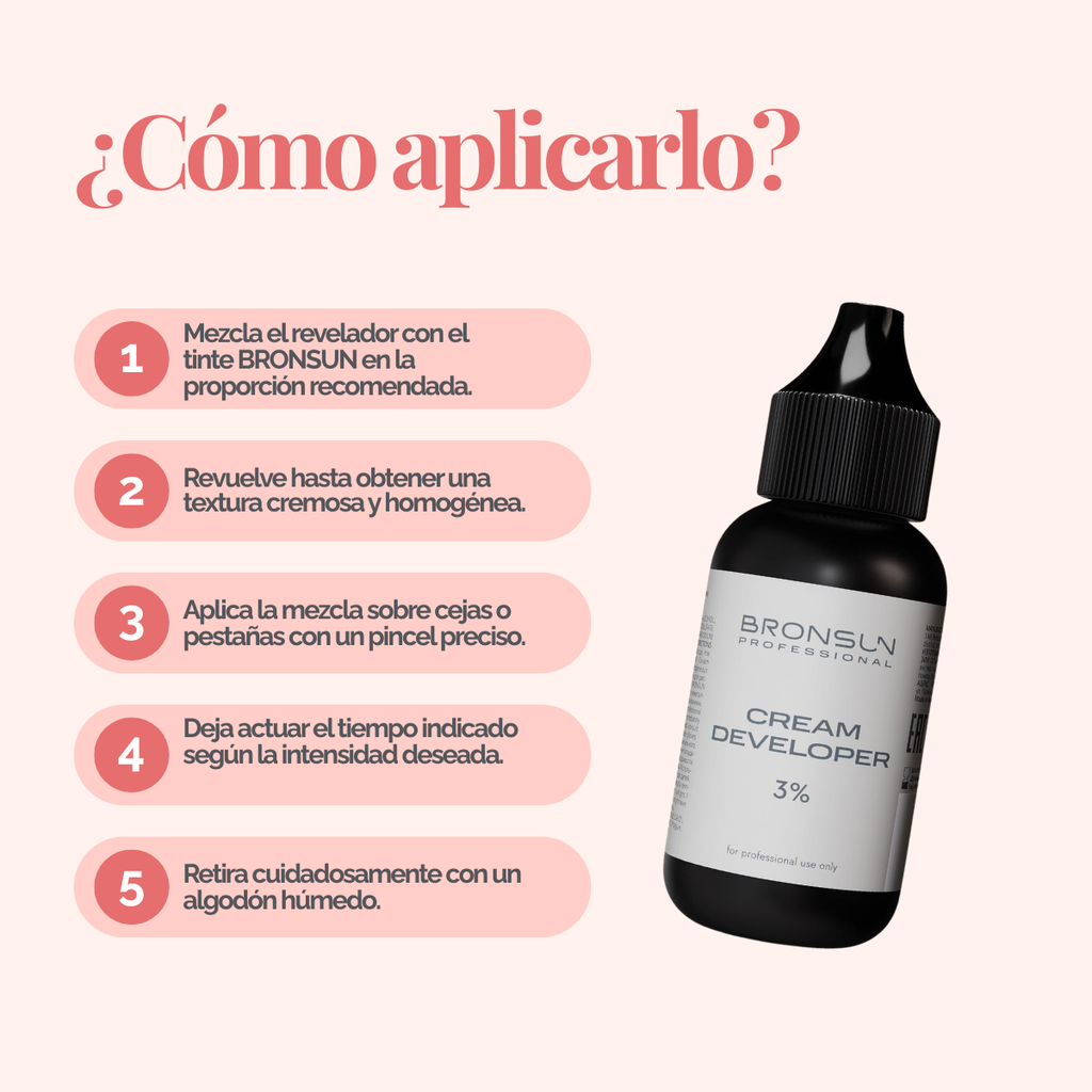 Cream Developer  profesional para tinte de cejas y pestañas, oxidante cremoso premium diseñado para brow artists y lash technicians. Fórmula de textura uniforme ideal para mezclar con tintes profesionales y lograr aplicaciones precisas, resultados homogéneos y servicios de belleza de alta gama.