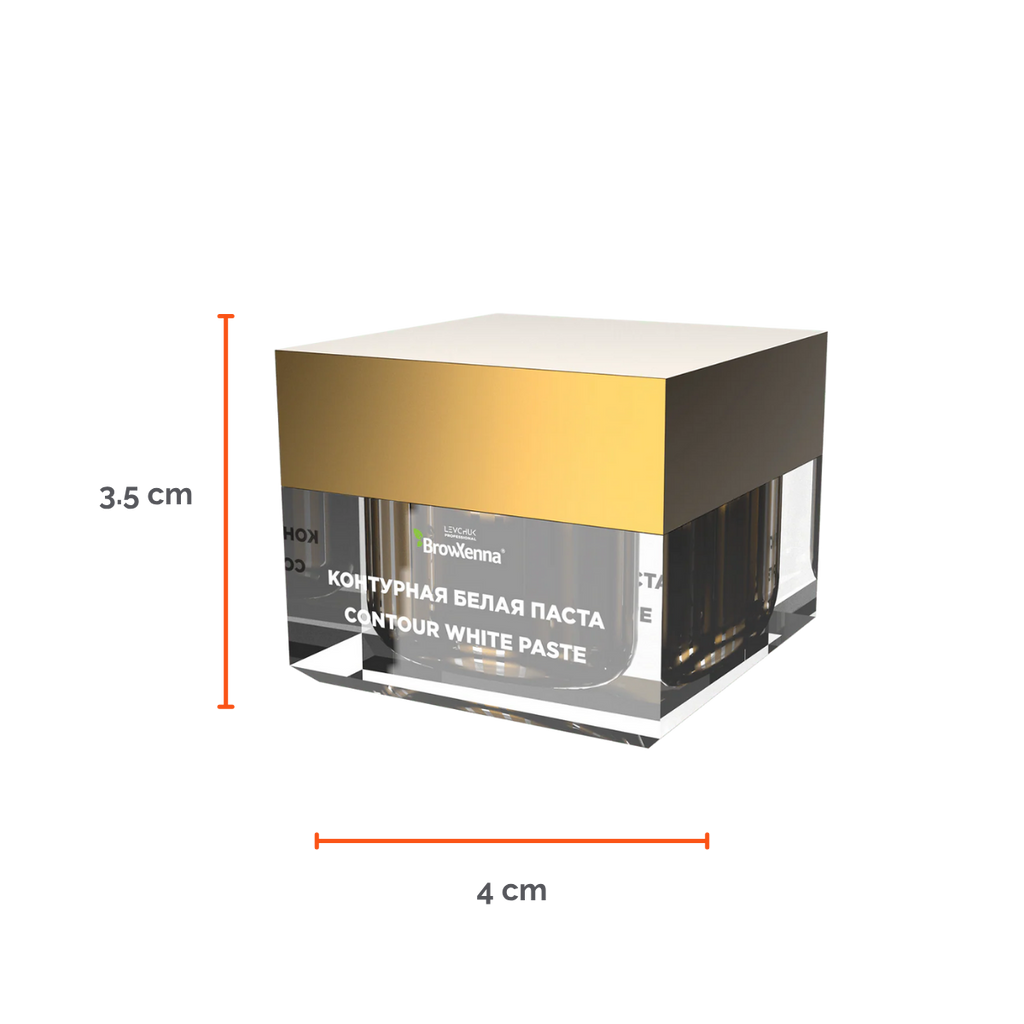 Envase de pasta blanca BrowXenna Contour White Paste 10 g, pasta cremosa para definir contornos de cejas y lograr simetría y precisión en tratamientos profesionales de coloración y laminación