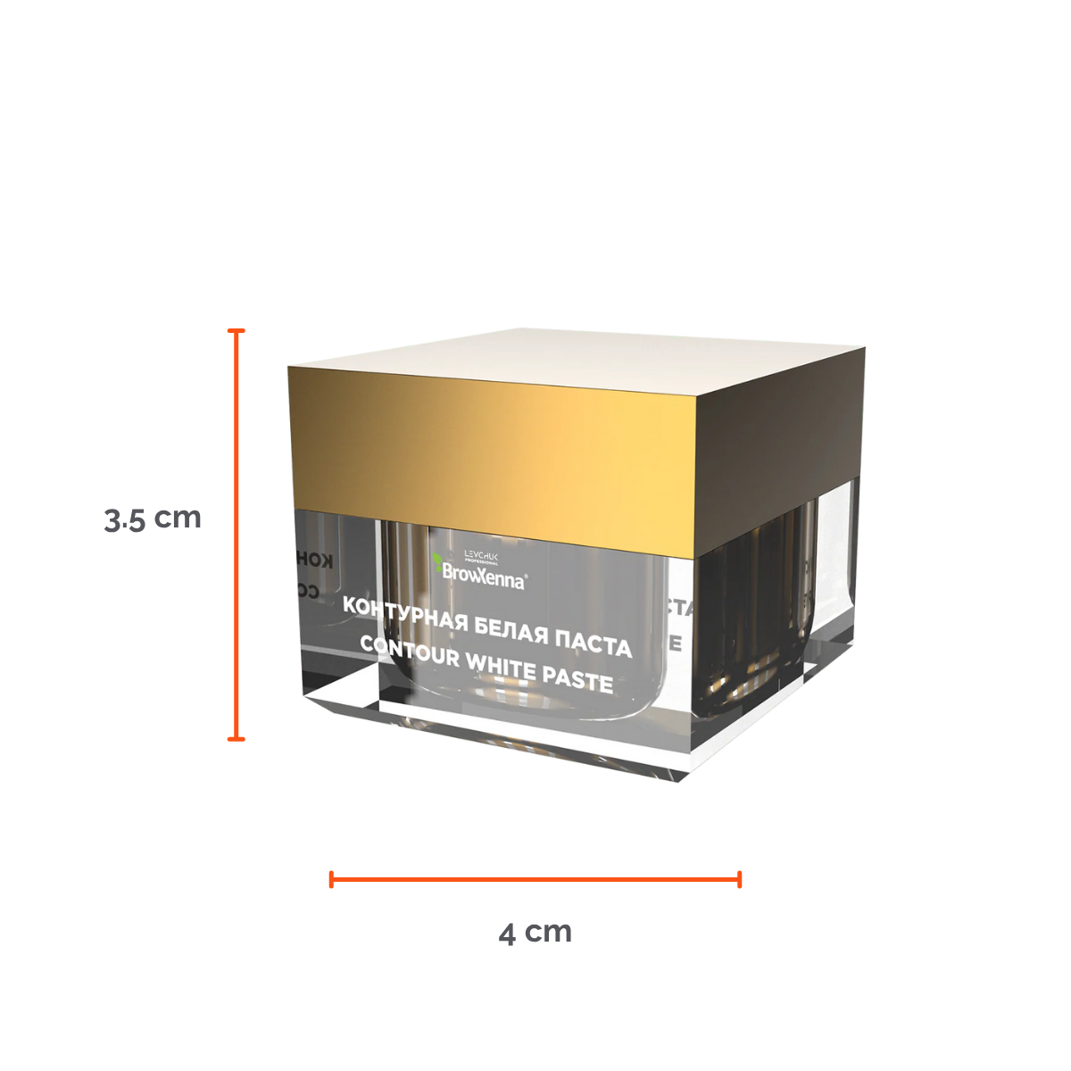 Envase de pasta blanca BrowXenna Contour White Paste 10 g, pasta cremosa para definir contornos de cejas y lograr simetría y precisión en tratamientos profesionales de coloración y laminación