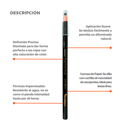 Contour Wrap Pencil BrowXenna®: lápiz profesional para cejas, waterproof, fácil de afilar, que define y rellena con precisión durante 16 horas.