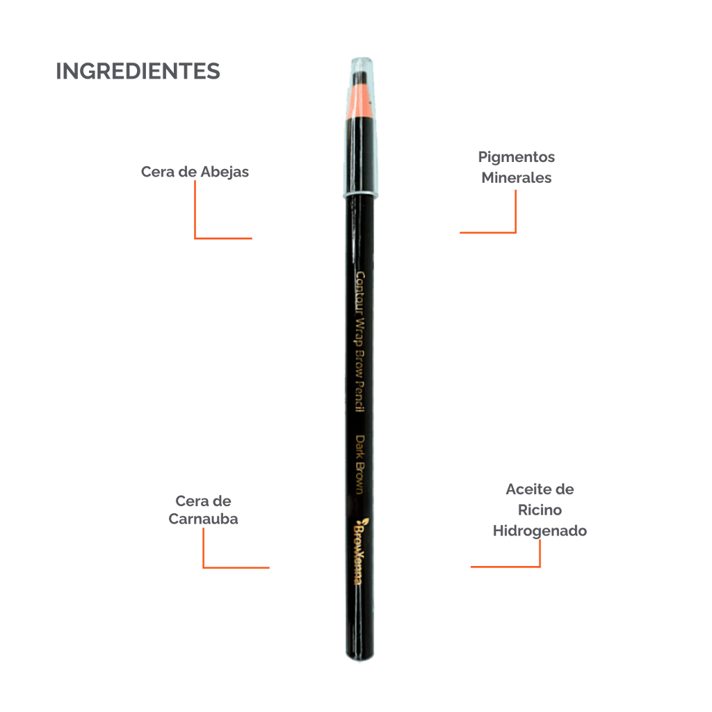 Contour Wrap Pencil BrowXenna®: lápiz profesional para cejas, waterproof, fácil de afilar, que define y rellena con precisión durante 16 horas.
