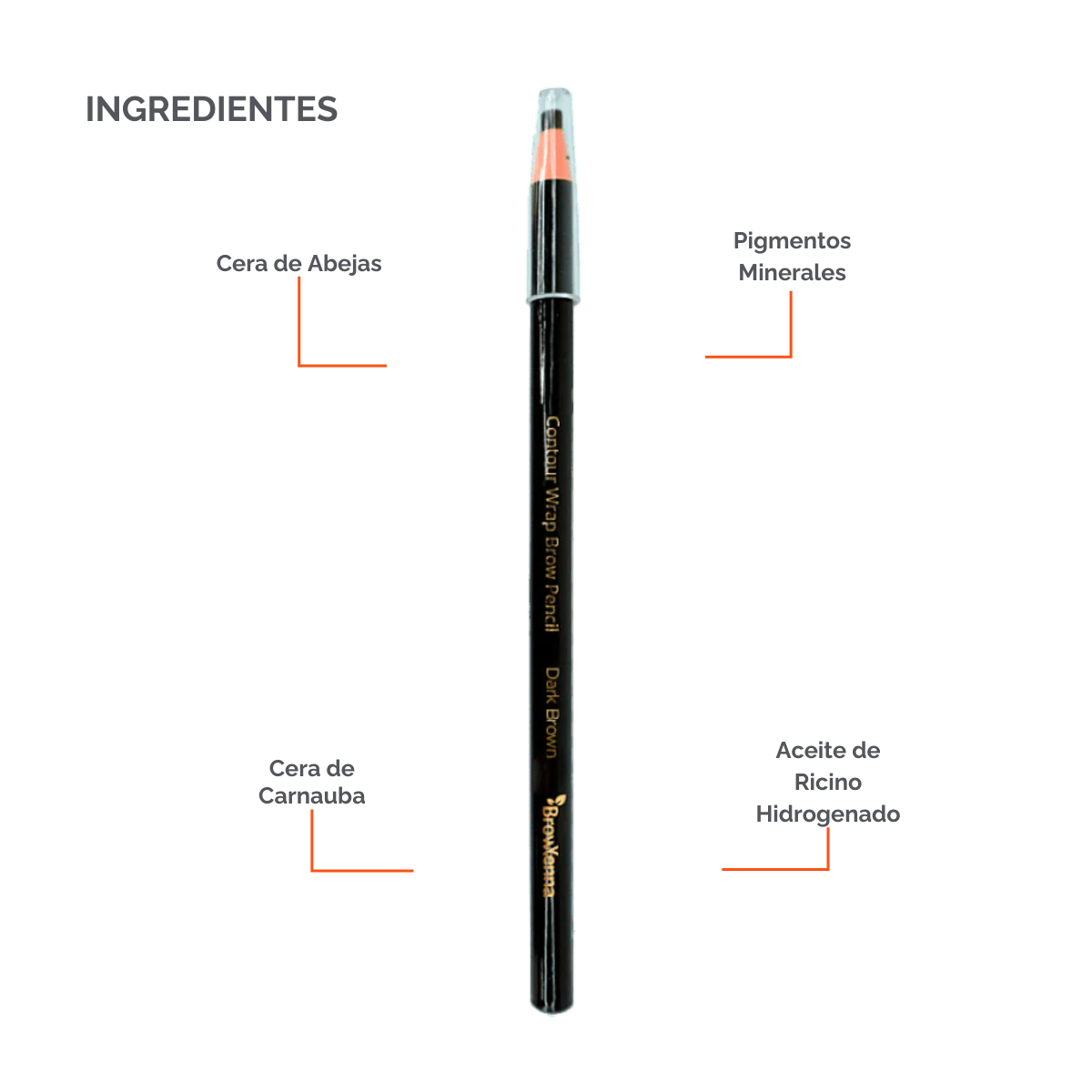 Contour Wrap Pencil BrowXenna®: lápiz profesional para cejas, waterproof, fácil de afilar, que define y rellena con precisión durante 16 horas.