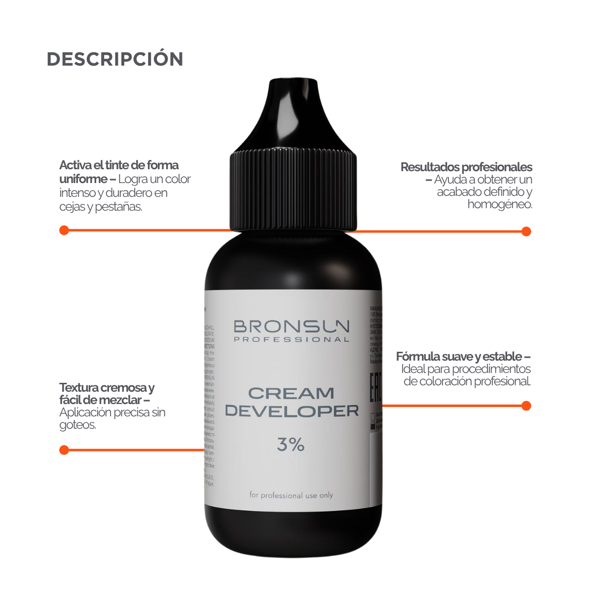 Cream Developer  profesional para tinte de cejas y pestañas, oxidante cremoso premium diseñado para brow artists y lash technicians. Fórmula de textura uniforme ideal para mezclar con tintes profesionales y lograr aplicaciones precisas, resultados homogéneos y servicios de belleza de alta gama.