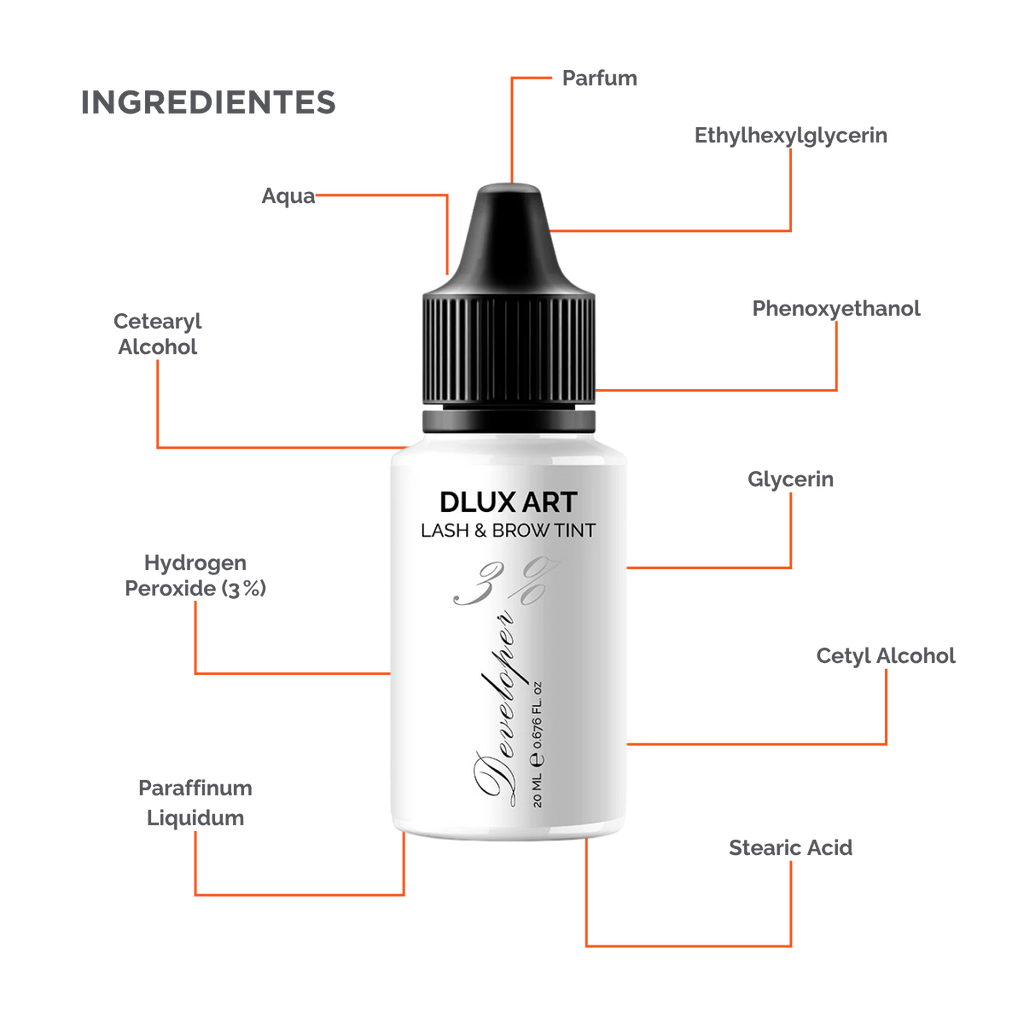 DLUX Tinte Developer 3%, Activador de tinte para cejas y pestañas