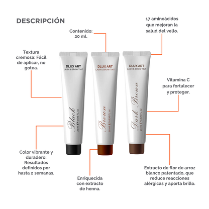 DLUX ART Lash & Brow Tint Brown - Tinte para cejas