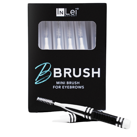 InLei® B-Brush es el cepillo profesional ideal para tratamientos de laminación de cejas, ofreciendo precisión y control en cada aplicación.