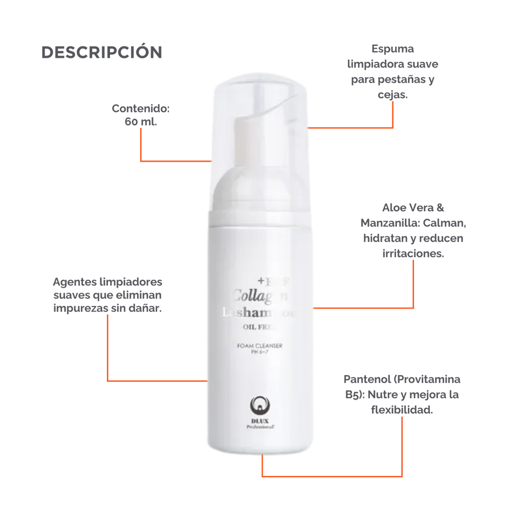 EGF Collagen Lashampoo Cleanser espuma limpiadora profesional para extensiones de pestañas 50ml