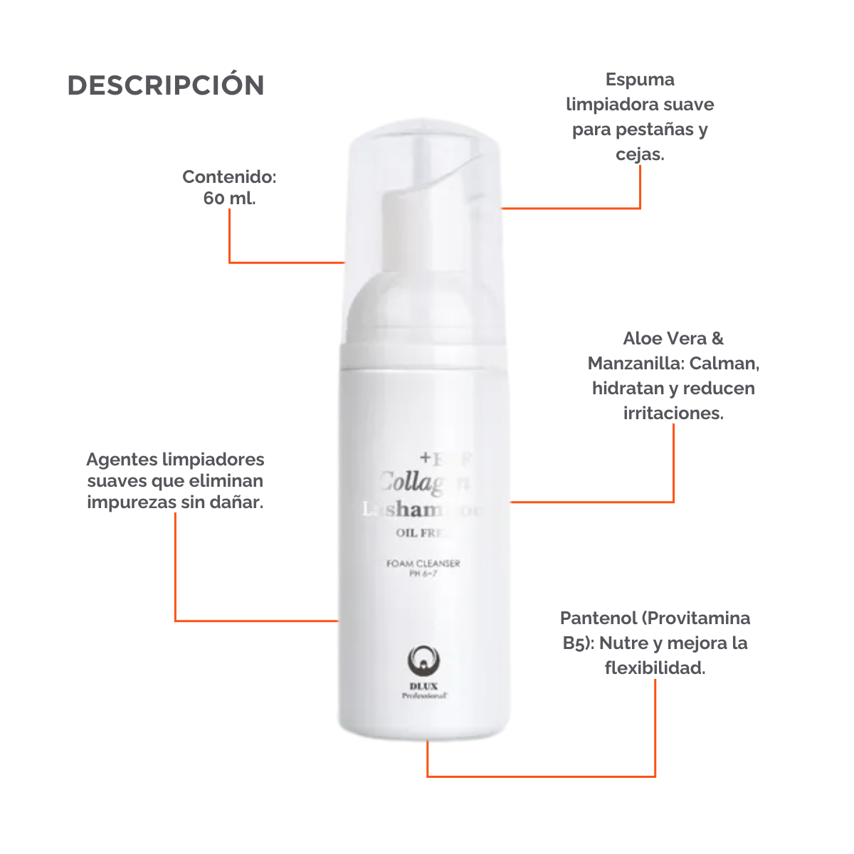 EGF Collagen Lashampoo Cleanser espuma limpiadora profesional para extensiones de pestañas 50ml