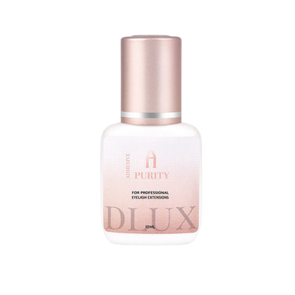 Adhesivo de extensiones de pestañas Purity Alpha Dlux Professional; envase negro de 3 ml/5 ml; destaca por secado ultra rápido, alta retención y fórmula profesional perfecta para volumen y mega volumen