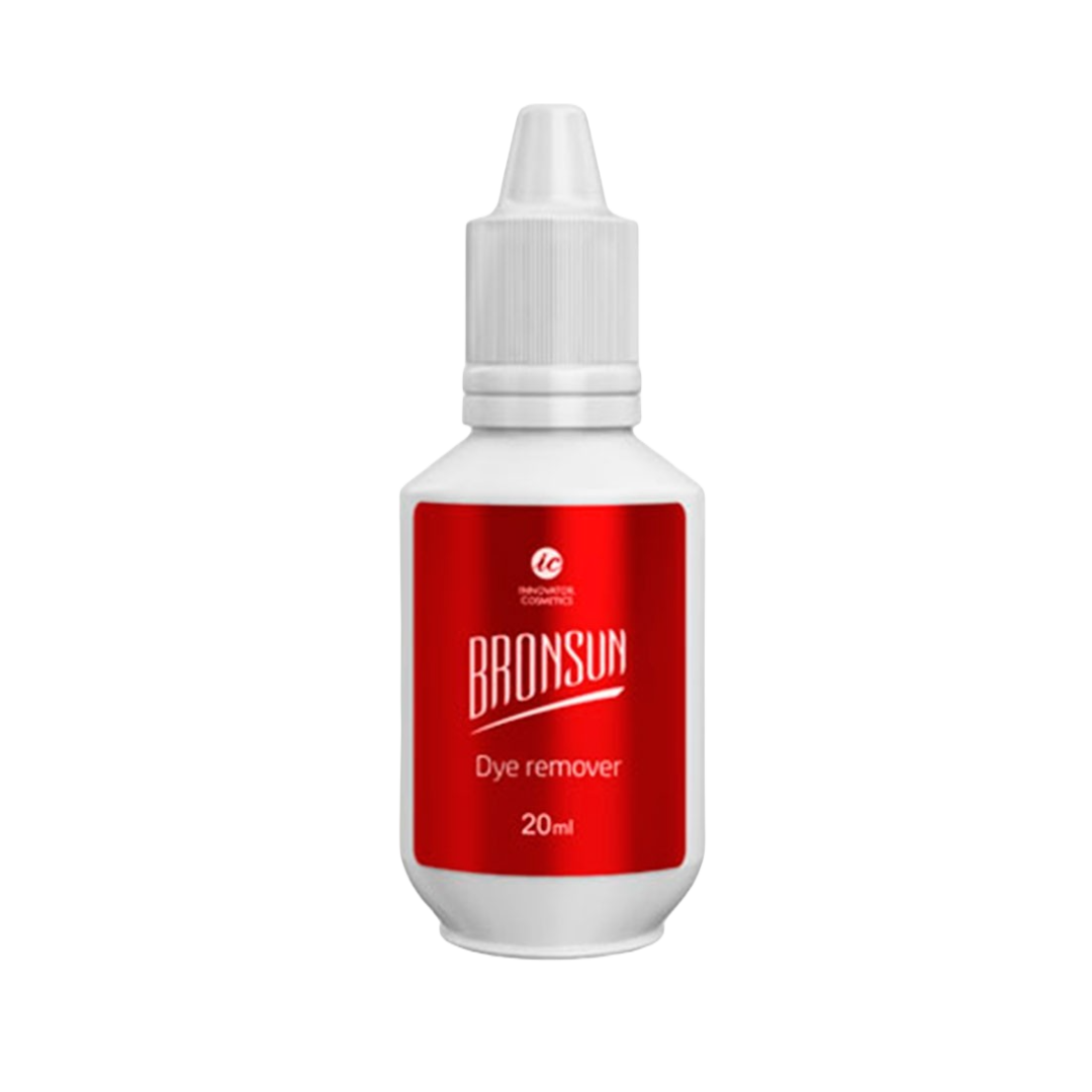 Bronsun Dye Remover, removedor de tinte para cejas y pestañas. Fórmula suave y efectiva que elimina manchas de la piel sin irritación. Perfecto para corregir errores en la coloración de cejas. Producto profesional ideal para estudios de belleza y uso personal
