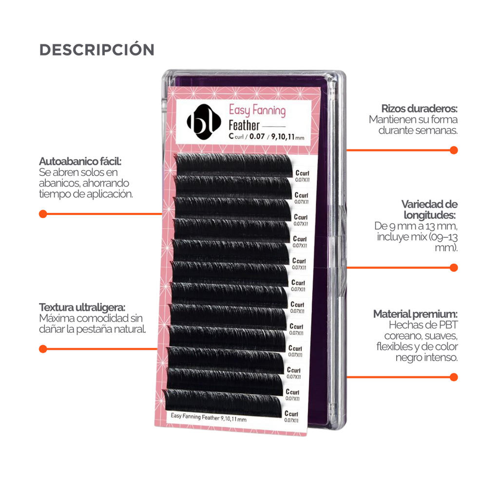 Extensiones de Pestañas Profesionales de Auto-Floración (Feather), BL Lashes®