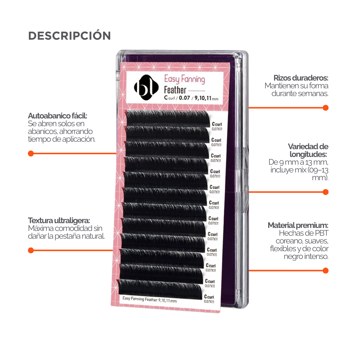 Extensiones de Pestañas Profesionales de Auto-Floración (Feather), BL Lashes®
