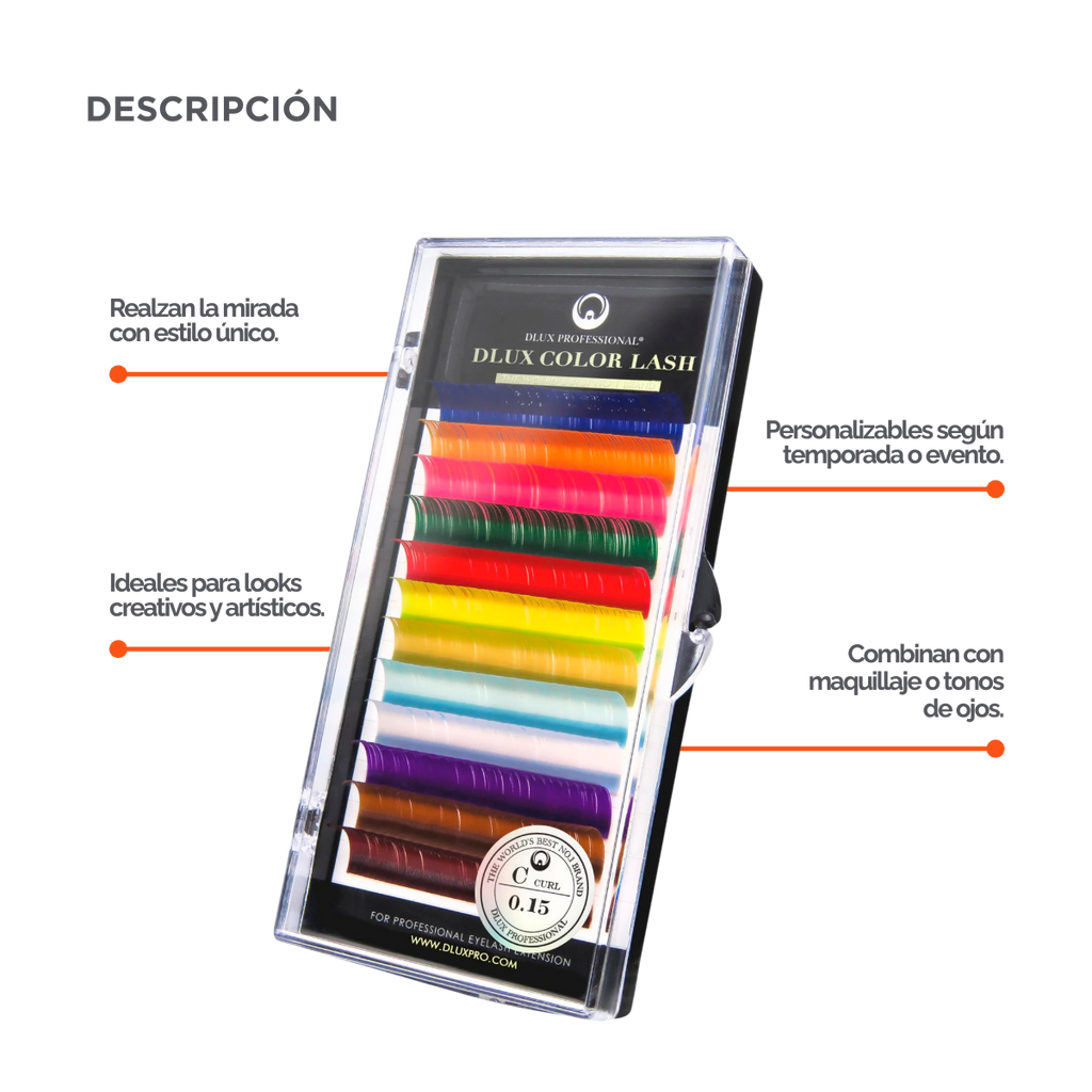 DLUX Professional Color Lash extensiones de pestañas de color premium para look creativo