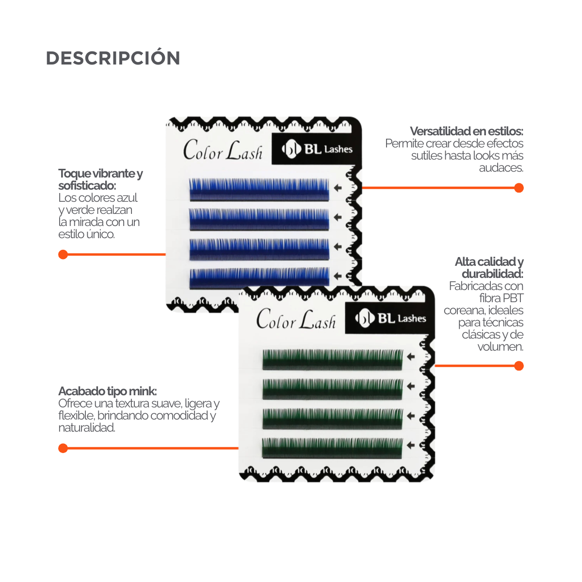 Extensiones de Pestañas Color Mink - Azul y Verdes (4 líneas) - BL Lashes