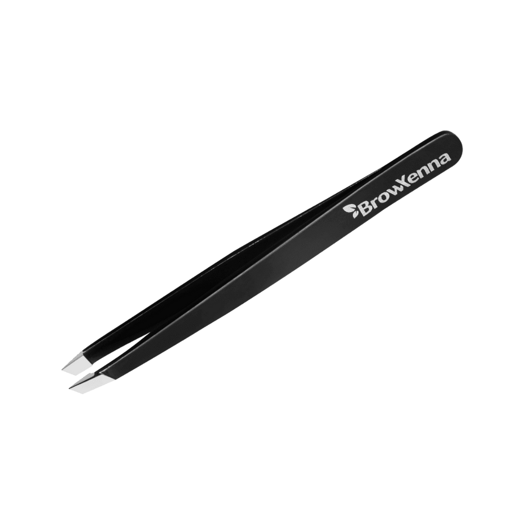 Pinzas Profesionales para Cejas BrowXenna® con punta biselada y afilado manual para depilación de precisión técnica