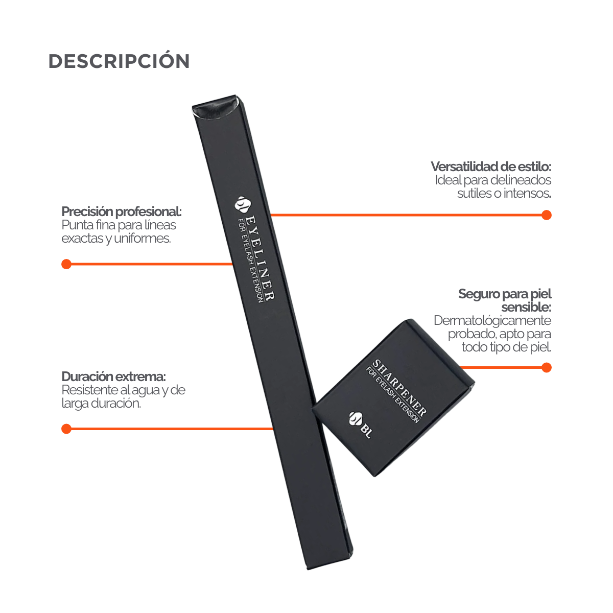 Delineador lapiz a prueba de Agua para Extensiones de Pestañas