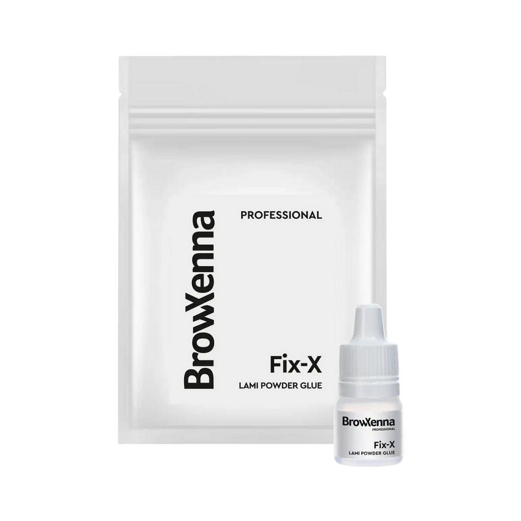 Fix‑X Lami Powder Glue BrowXenna® 3 ml, adhesivo en polvo profesional para laminación de cejas y pestañas, fijación uniforme sin pegamento, hasta 150 usos, ideal para técnicos de belleza.