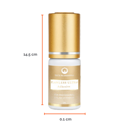 Adhesivo Flawless Ultra+ DLUX profesional secado‑rápido 1 seg retención 8‑9 semanas