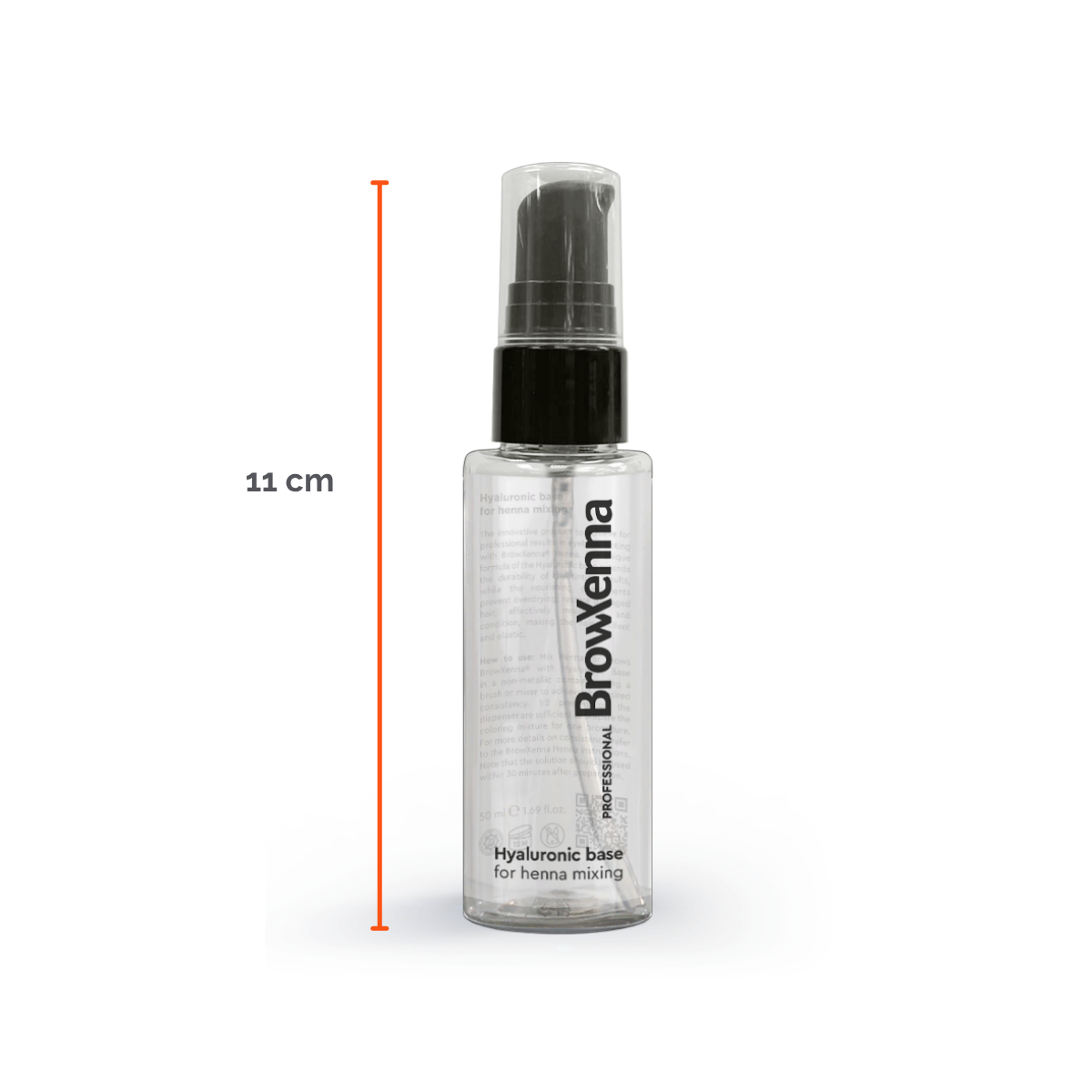 Envase de BrowXenna Hyaluronic Base 50 ml en gel, ideal para mezclar con henna profesional y lograr una aplicación uniforme, hidratante y de larga duración en tratamientos de cejas.