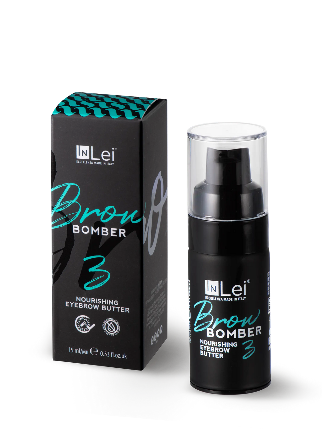 InLei® Brow Bomber 3, tratamiento nutritivo profesional para laminado de cejas, presentado en envase blanco con detalles dorados, ideal para técnicos de belleza especializados en ceja