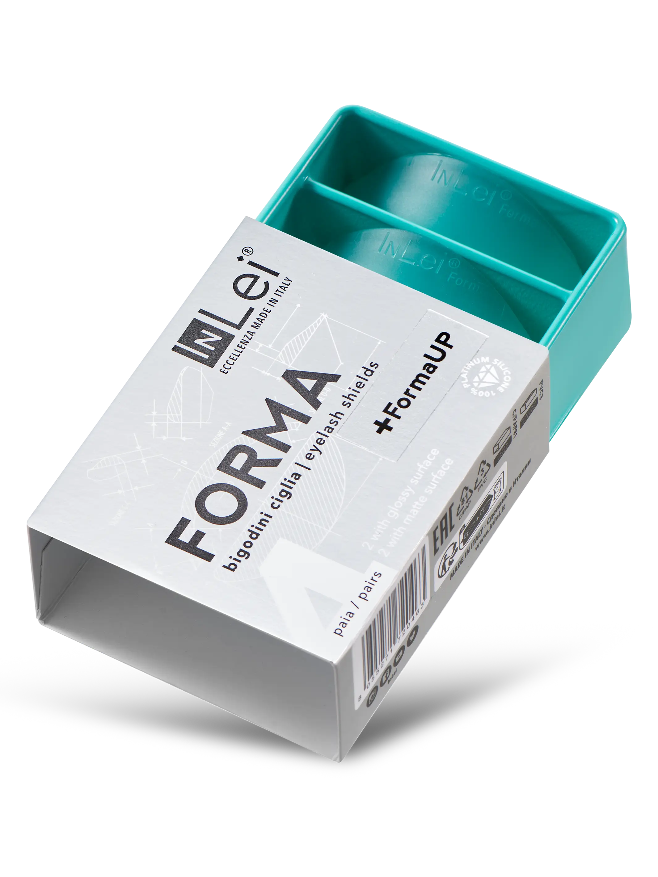 los InLei® Eye Lash Shields – Forma + Forma UP, bigodini de silicona de alta calidad diseñados para tratamientos profesionales de lifting de pestañas. Su diseño anatómico y material hipoalergénico garantizan comodidad y resultados óptimos.