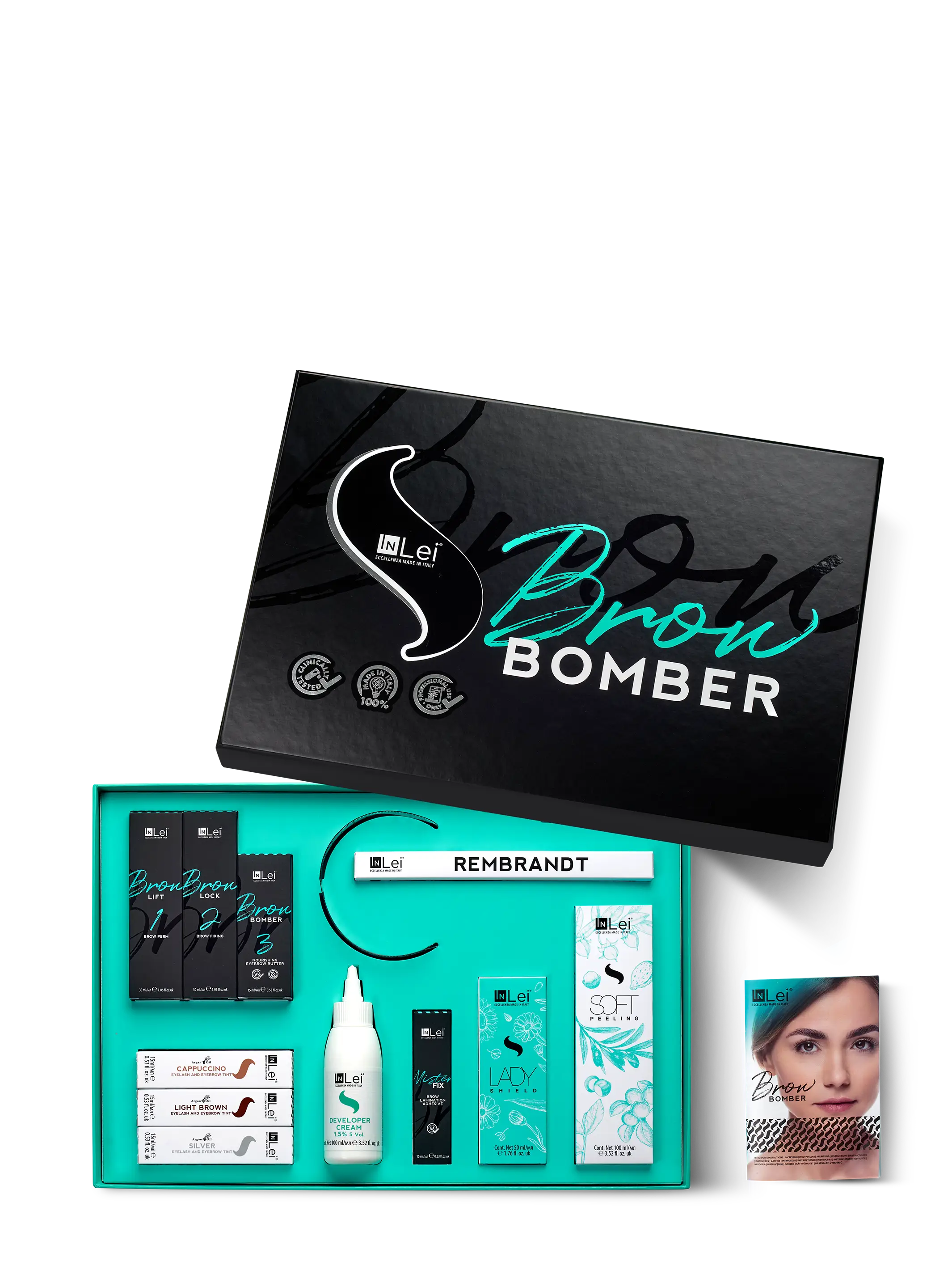 InLei® Brow Bomber System es el tratamiento profesional de laminación de cejas en tres pasos que transforma y nutre profundamente el vello, proporcionando resultados duraderos y un acabado natural.