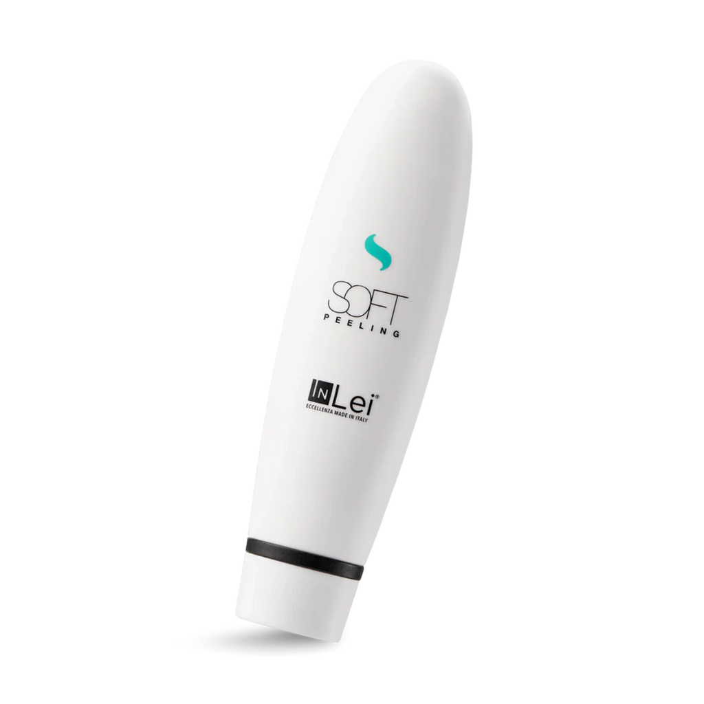 Envase de 100 ml de InLei Soft Peeling, exfoliante suave para cejas, rostro y escote, textura ligera no grasa, presentación profesional de estética