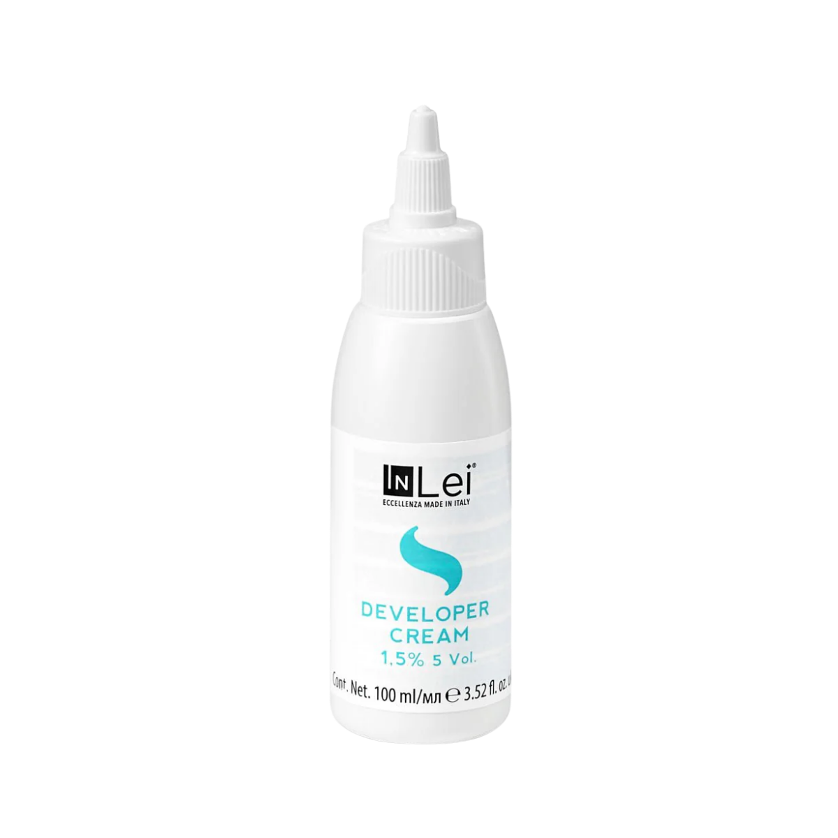 Botella de 100 ml de InLei Developer Cream 1.5 % 5 VOL, activador en crema para tintes de cejas y pestañas, hecho en Italia, envase elegante