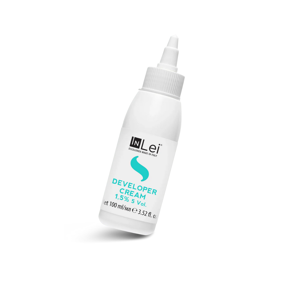 Botella de 100 ml de InLei Developer Cream 1.5 % 5 VOL, activador en crema para tintes de cejas y pestañas, hecho en Italia, envase elegante