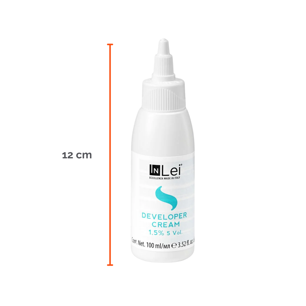 Botella de 100 ml de InLei Developer Cream 1.5 % 5 VOL, activador en crema para tintes de cejas y pestañas, hecho en Italia, envase elegante
