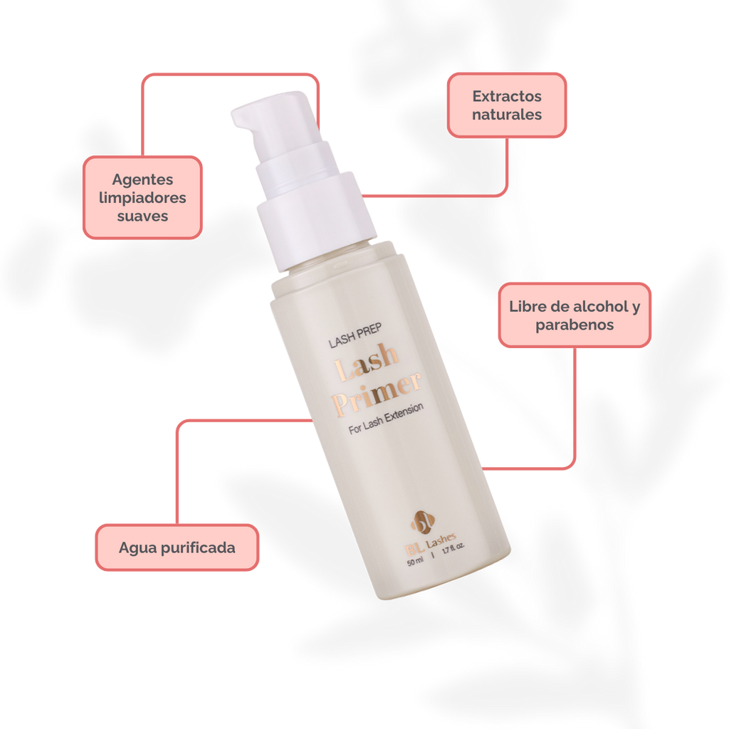 Lash Primer profesional BL Lashes 50 ml para extensiones – limpiador pretratamiento para mejorar adhesión y durabilidad en servicios de pestañas