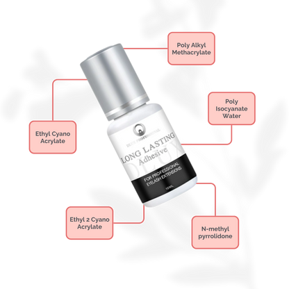 Adhesivo Long Lasting Dlux Pro 5 ml – pegamento profesional para extensiones de pestañas, secado rápido y retención prolongada sin irritación.
