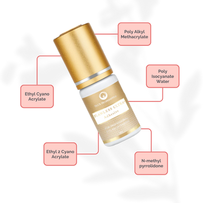 Adhesivo Flawless Ultra+ DLUX profesional secado‑rápido 1 seg retención 8‑9 semanas