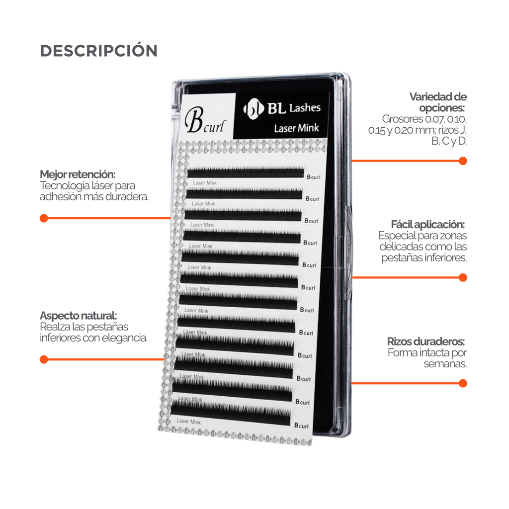 Extension de Pestañas Inferiores Curvatura C BL Lashes®