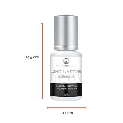 Adhesivo Long Lasting Dlux Pro 5 ml – pegamento profesional para extensiones de pestañas, secado rápido y retención prolongada sin irritación.