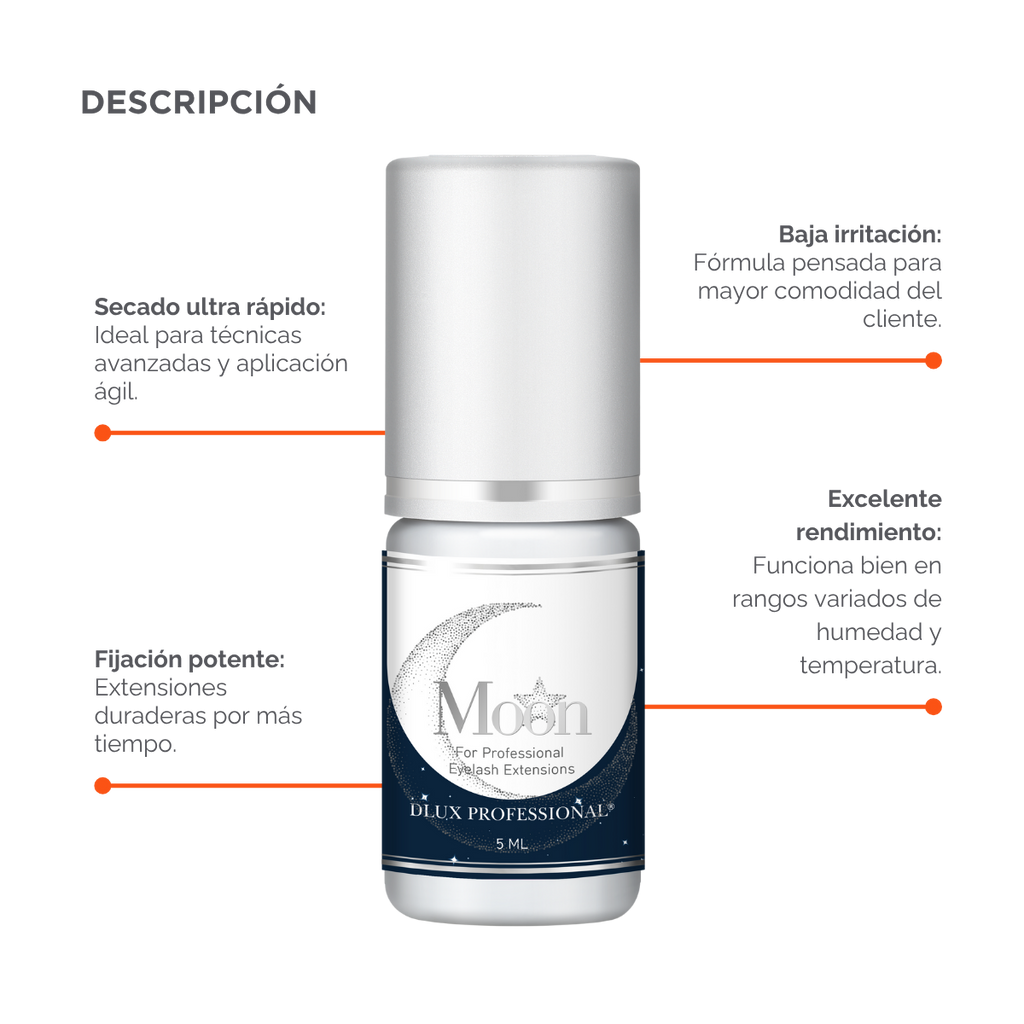 Botella de Moon Adhesive DLUX Universe de 3 ml / 5 ml, adhesivo negro de alta gama para extensiones de pestañas, envase profesional con gotero