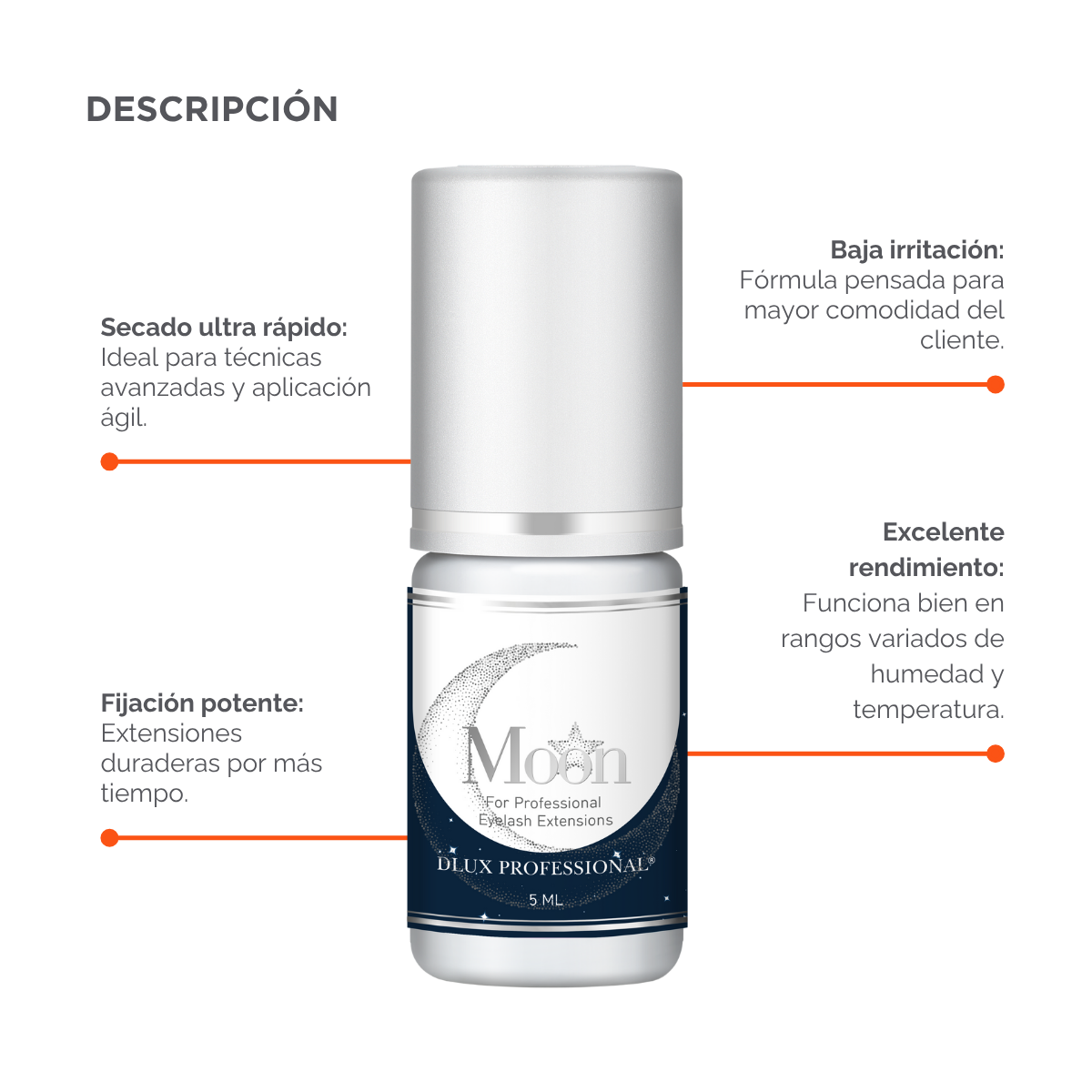 Botella de Moon Adhesive DLUX Universe de 3 ml / 5 ml, adhesivo negro de alta gama para extensiones de pestañas, envase profesional con gotero